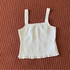 Madewell white smocked tank top
